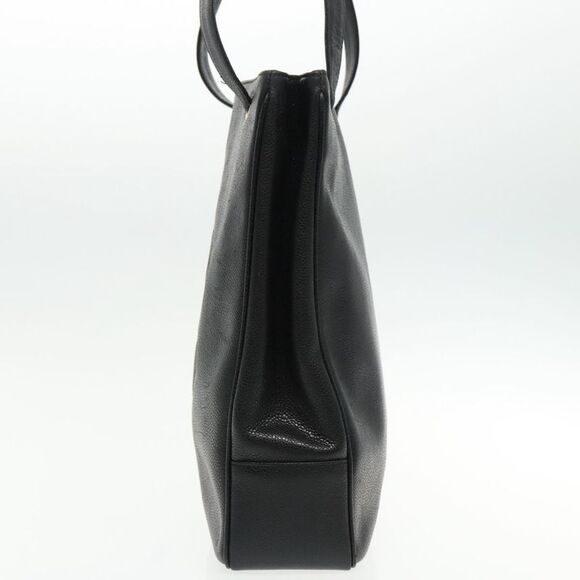 Chanel Logo Cc Black Leather Tote Bag (Pre-Owned) - Picture 3 of 16